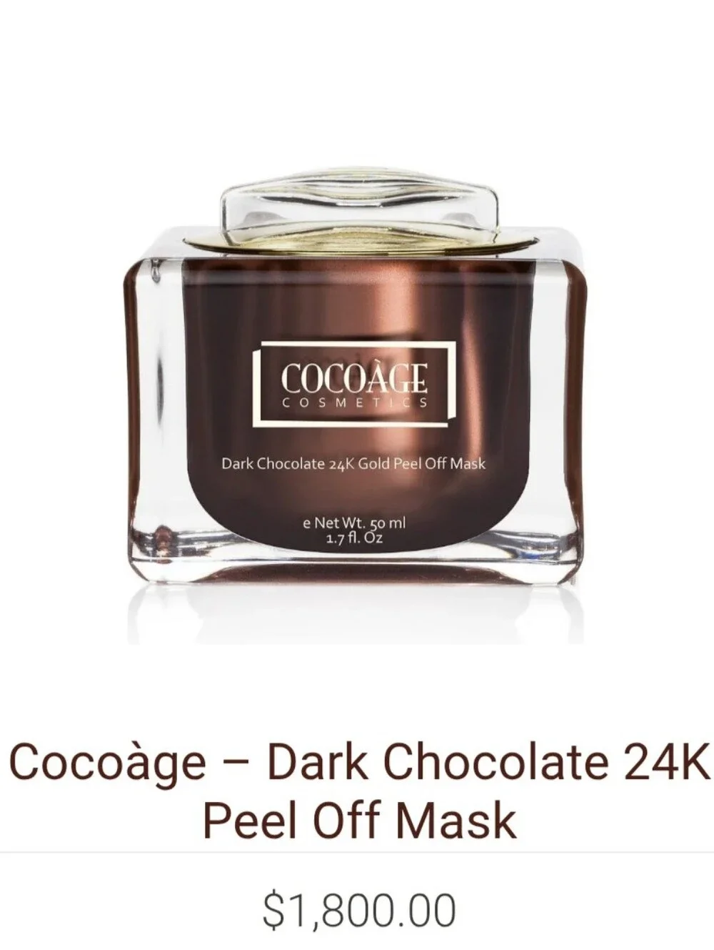 Cocoage Dark Chocolate 24K Gold Peel Off Mask